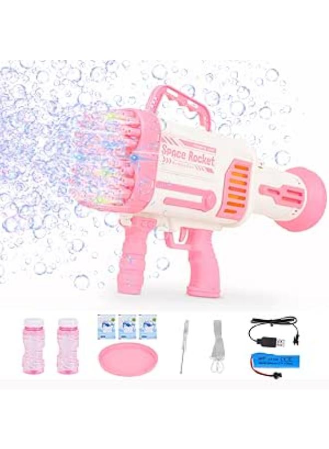 Bubble Machine Gun,64 Holes Giant Bubble Guns with Colorful Lights,Rocket Launcher Bubble Blower for Adults Kids,Bubble Maker Toy Gifts for Girl Boy Outdoor Indoor Birthday Wedding